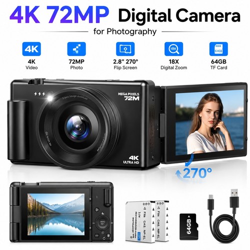 Fotocamera digitale 72mp - 4k,